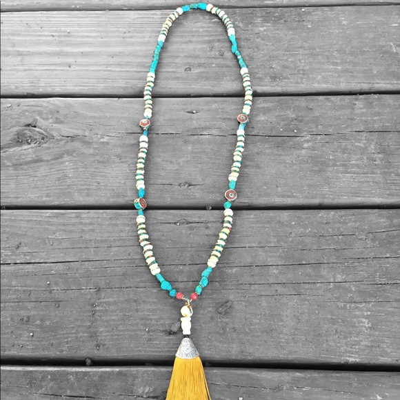 Tibetan Beads with Turquoise, Coral & SS with tassel by K Morris Designs - Picture 8 of 8